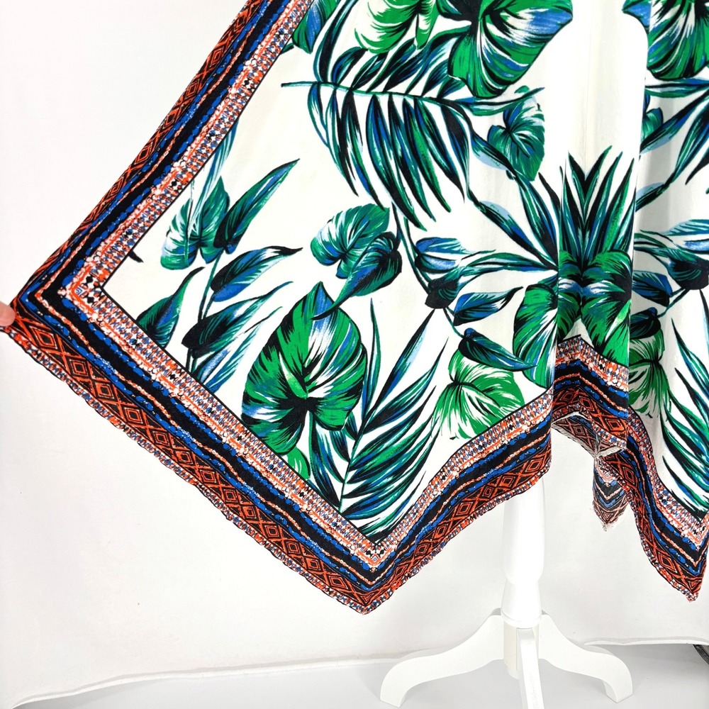 Flying Tomato Handkerchief Hem Midi Dress Tropical Palm Print Small Boho Beach - Picture 6 of 10